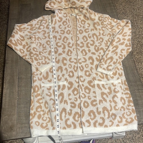 NWT 89th + Madison Long Hooded Animal Print Cardigan Sweater Tan/Brown Size S/ - Picture 5 of 8
